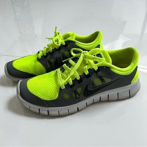 Nike free 5.0 neon green running shoes